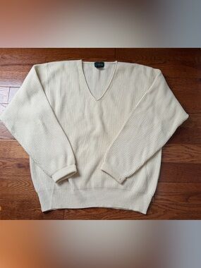 vintage 80s-90s J.Crew ribbed 100% lamb wool V-neck men’s sweater Sz XL